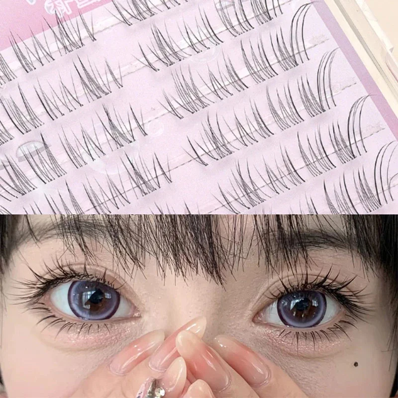 Auto adesivo skew voando raposa cílios postiços único cluster reutilizável segmentado cílios diy mangá lash extensão ferramentas de maquiagem