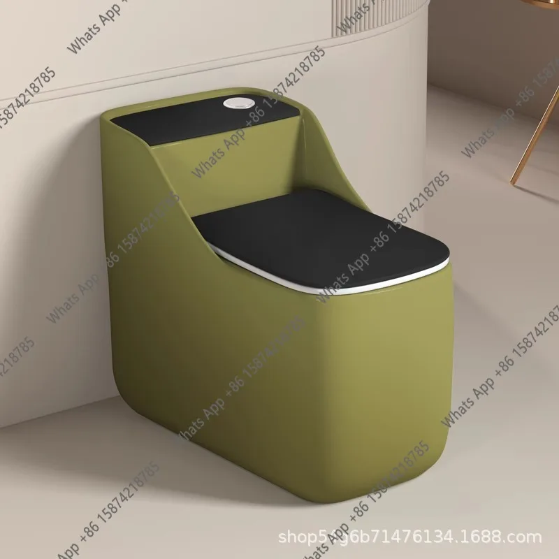 

French retro green color ceramic toilet household high impulse ordinary kick flush silent siphon toilet