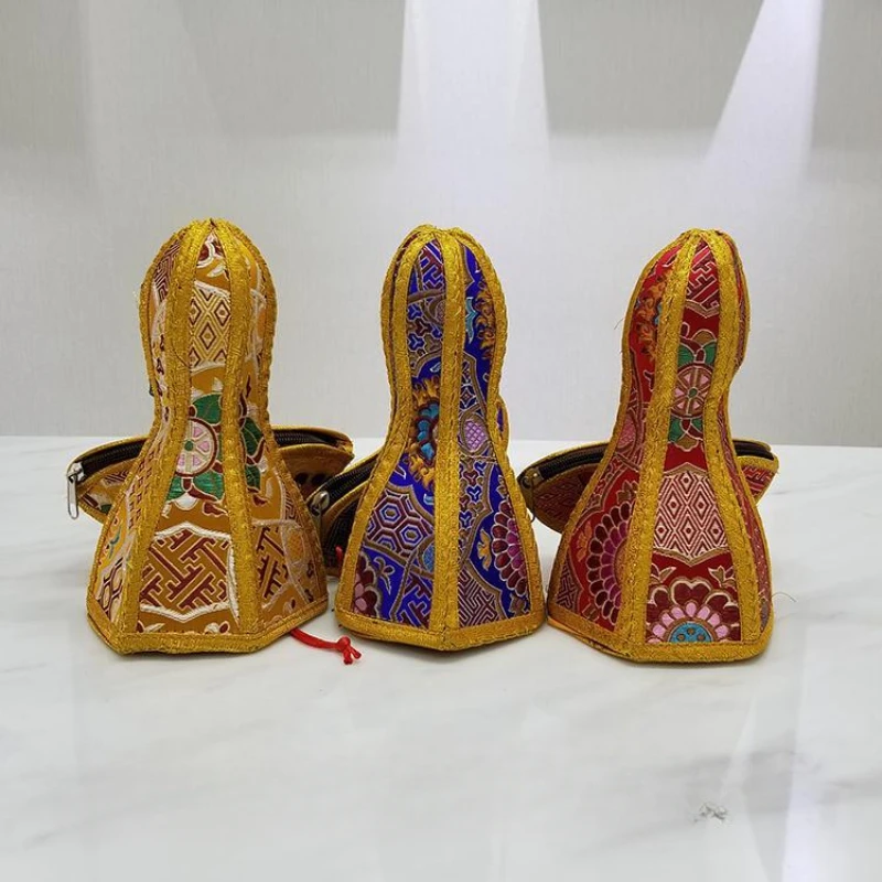 Nepal King Kong Bell and Pestle Set/Double Thickened Tantra Storage Bag with Hand-made Brocade Embroidery Fabric Decoration