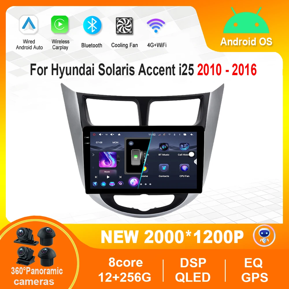 

9 '' for Hyundai Solaris Accent i25 2010 - 2016 Intelligence Android Car Bluetooth 4G QLED Screen Video Multimedia Player