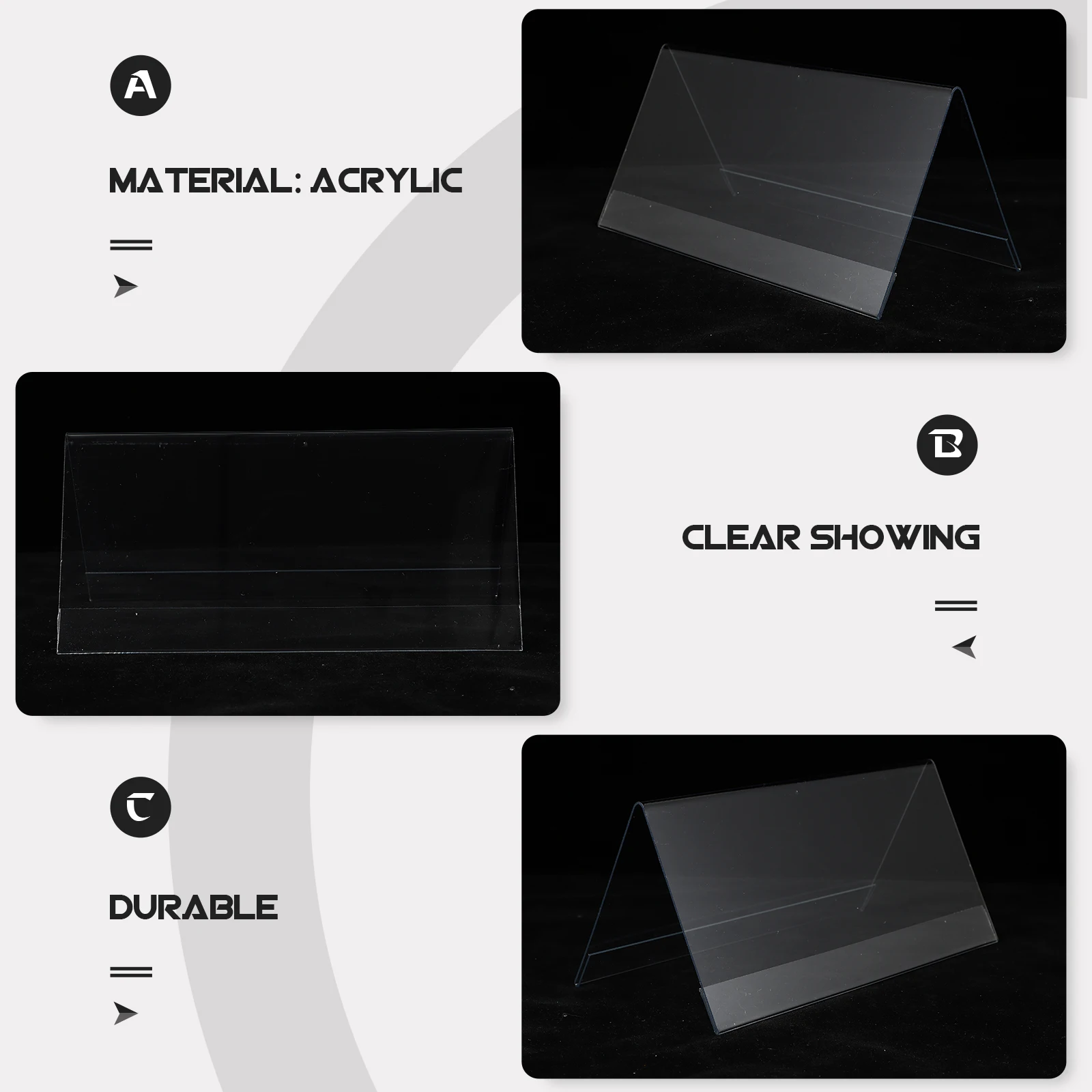 

5pcs Acrylic Board 200x100mm Clear Double-Sided Show Cards Clear Double-sided Conference Guest Seat Name Card Holder Desk