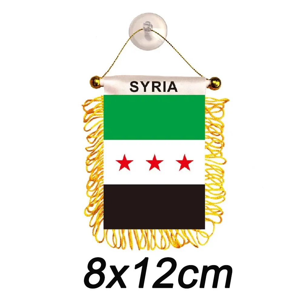 1pc Syria The Syrian Arab Republic Three Star Flag Flags Banners Double Sided Tassel Car Small Hanging Flag