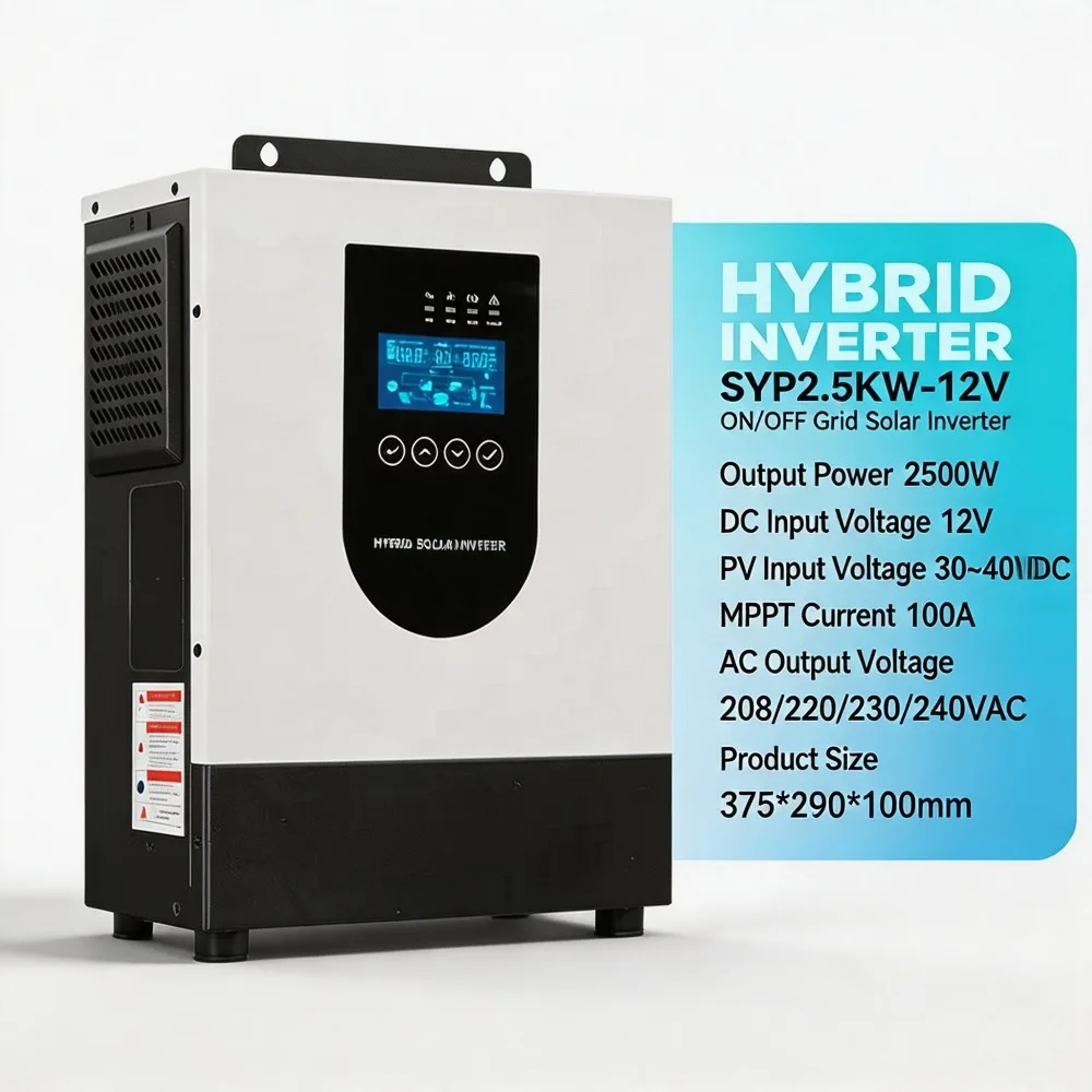 2.5KW/12V Off Grid Hybrid Solar Inverter Single Phase 60Hz Automatic AC String Inverter Household Solar Energy Conversion