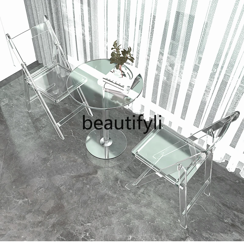 

Light luxury acrylic small round table sofa small coffee table simple bedside coffee table transparent