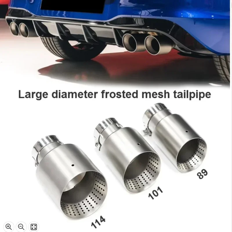 Car Exhaust Pipes for VW Golf 6 Golf 7,304 Stainless Steel Exhaust Muffler Pips,Large Diameter Frosted Silver Mesh Tailpipe