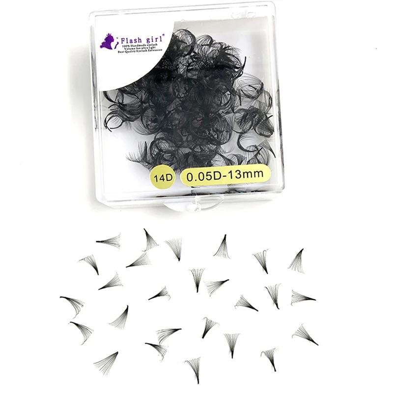 500/1000Fans/Boxes 0.05 0.07mm 14D Natrural handmade natural flexible eyelashes extention materual with personlized