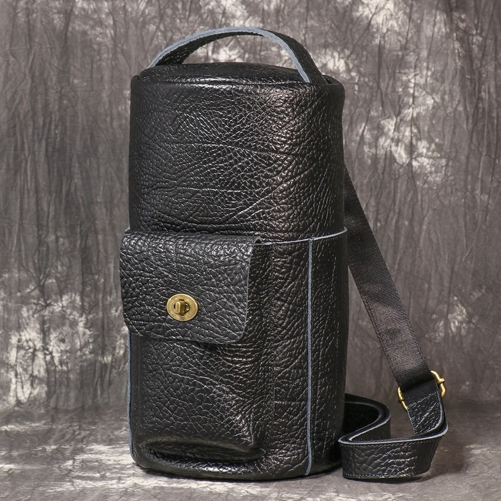 High-end men's genuine leather chest bag, cycling motorcycle bag, single-shoulder travel, expanded diagonal cross cylinder bag
