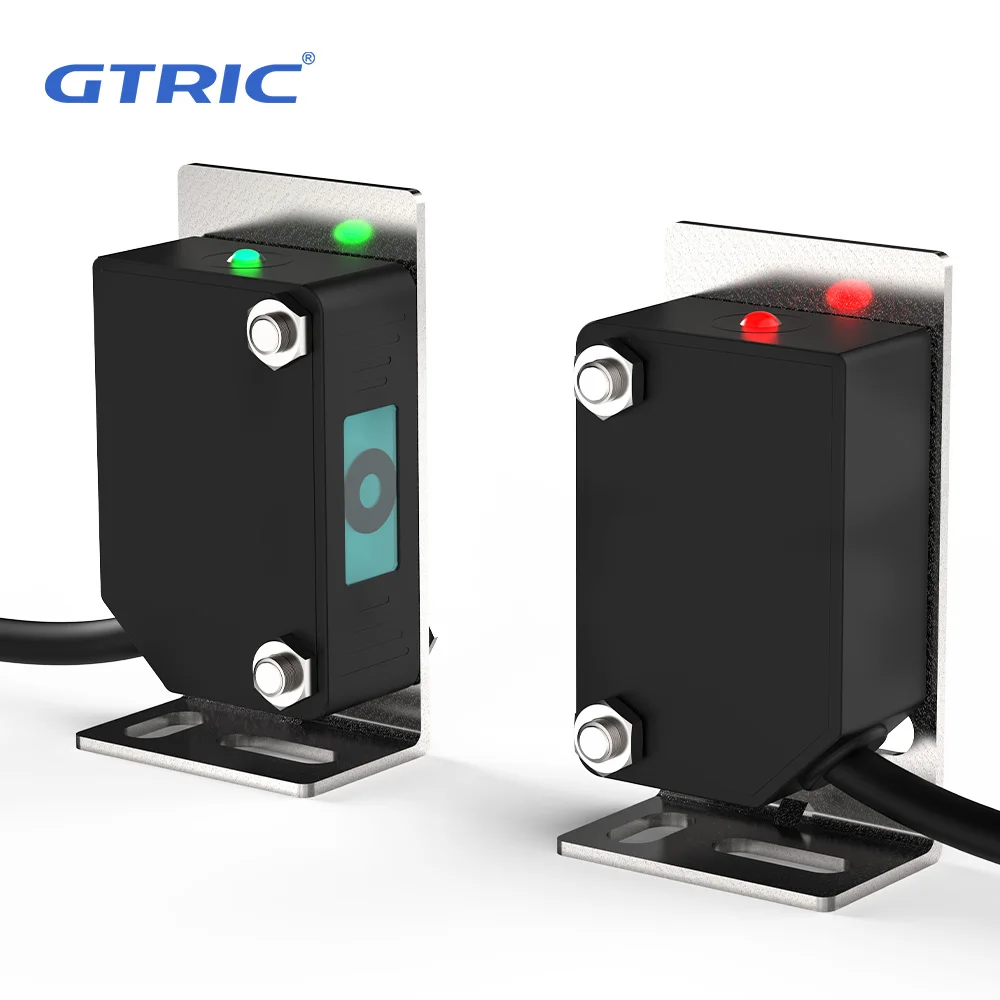 GTRIC Laser Photoelectric Sensor Infrared Beam Visible Spot Through-beam  NPN PNP 12-24VDC Square Photocell Switch With Bracket