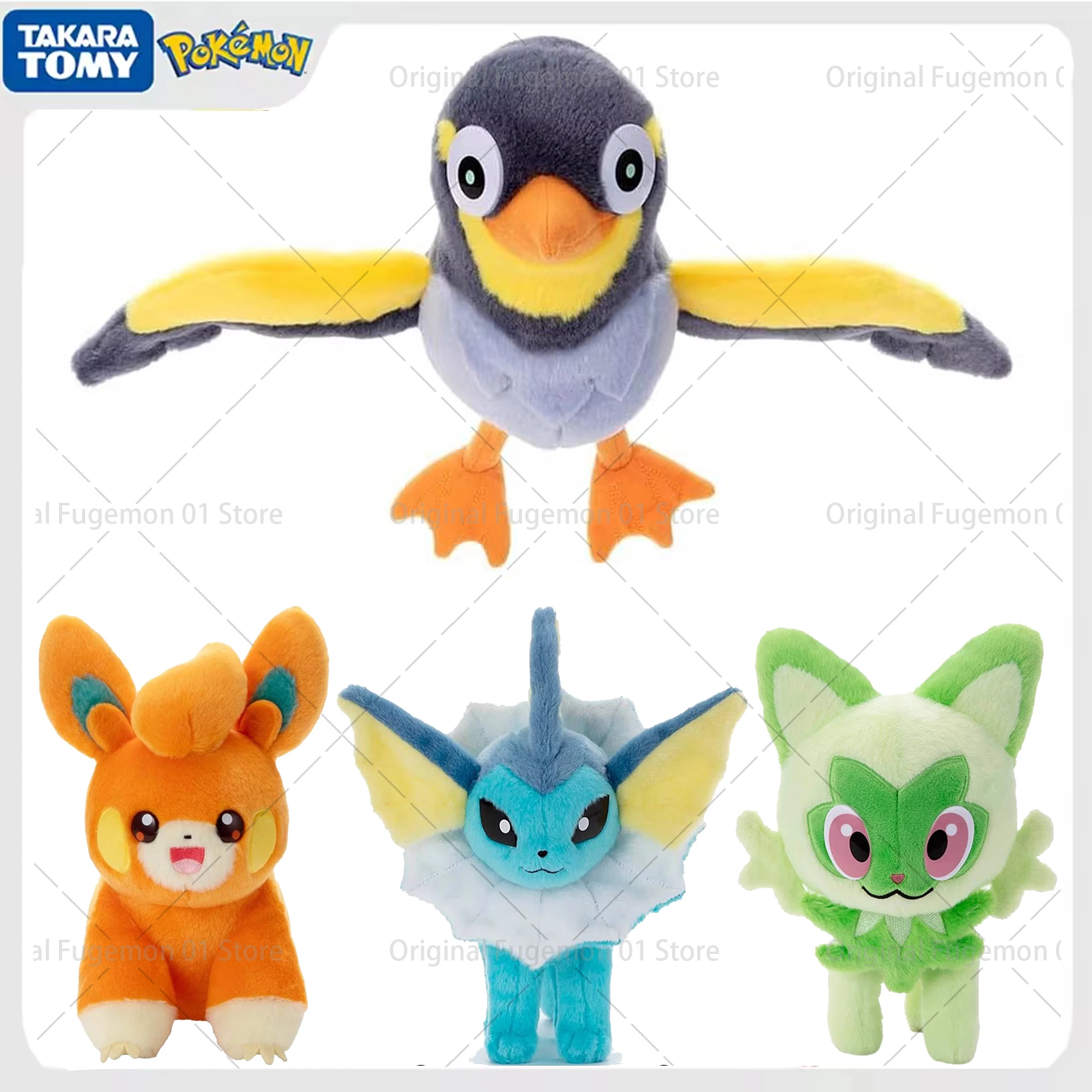 Original Takara Tomy Pokemon peluche Kawaii Sprigatito Vaporeon Pawmi Clodsire Animal relleno juguete almohada niños regalo de cumpleaños