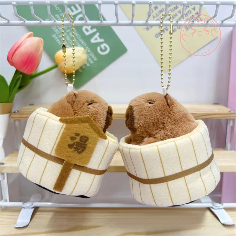 

Cute Cartoon Hot Spring Capybara Plush Toy Doll Backpack Hanging Ornaments Keychain Bag Pendant Couple Accessories Birthday Gift