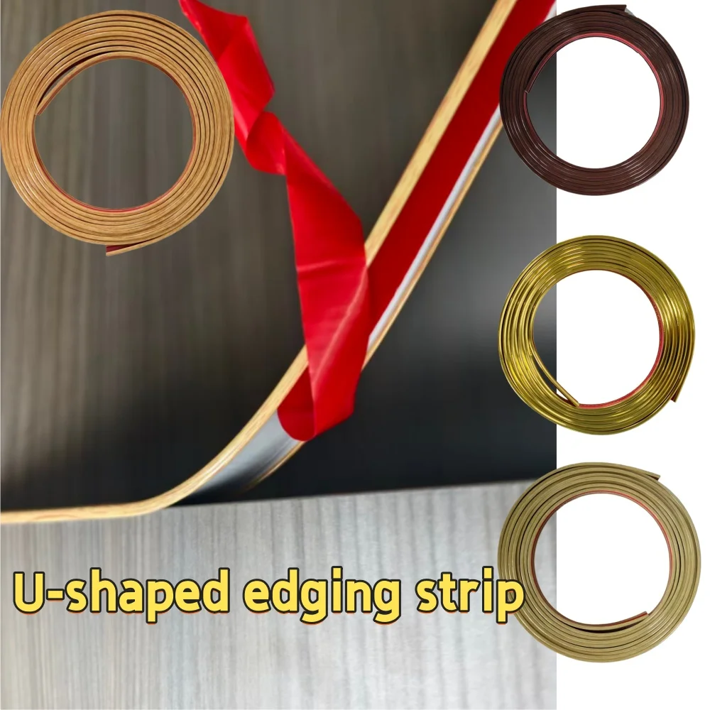 1Roll 5m/196.85inch U-Shape Edge Banding Self-Adhesive Edge,For Veneer Furniture Edging Trim Cabinet Table Repair Restoration image 5