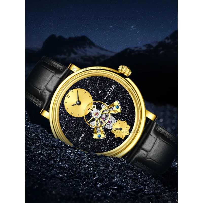 Time Island Watch 1 Store Shanghai Watch Star Gold Center Hollow Flywheel Fully Automatic Mechanical Watch