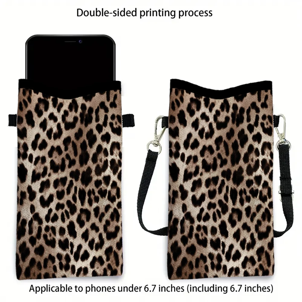 

Чехол для телефона с леопардовым принтом и ремешком, сумка через плечо с изысканным узором и принтом, чехол для мобильного телефона5.16
