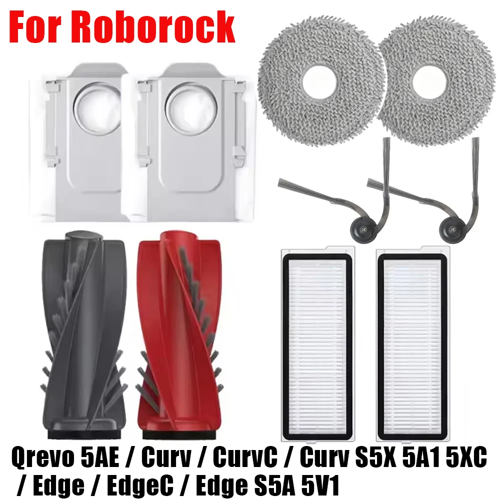 For Roborock Qrevo 5AE / Curv / CurvC / Curv S5X 5A1 5XC / Edge / EdgeC / Edge S5A 5V1 Parts Main Brush Filter Mop Pad dust Bag