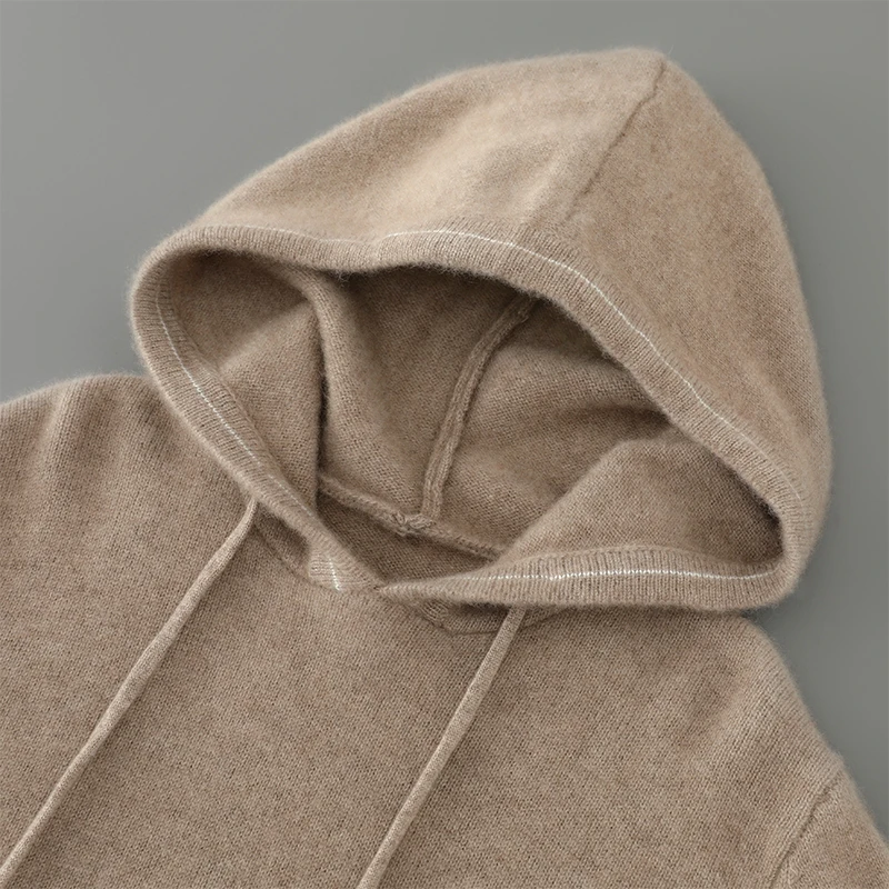 MVLYFLRT Herren-Kapuzenpullover aus 100 % Merinowolle, gestrickt, lässig, dick, warm, für Herbst und Winter, Sportbekleidung