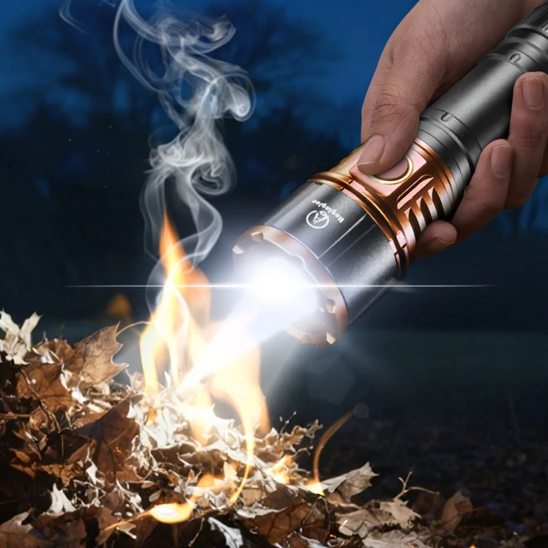 Aluminum Alloy Flashlight That Can Start a Fire，Equipped with Fresnel lens,Portable compact，High Lumen，21700Lithium Battery，