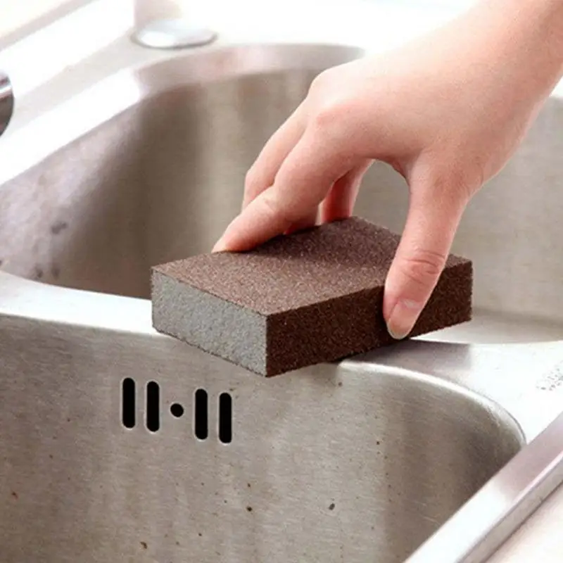 Esponja de carborindón, paquete de 4 esponjas de fregado de nano carborundo de cuatro lados, eliminador de óxido de sartén resistente, productos de lijado Manual de acero inoxidable