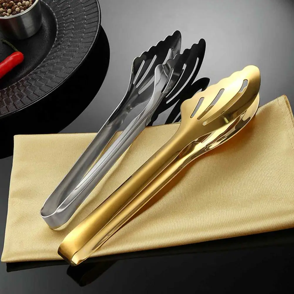Food Serving Tongs Stainless Steel Non Slip Grip Hollow Out Design For Kitchen Cooking BBQ Air Fryer Buffet Grill