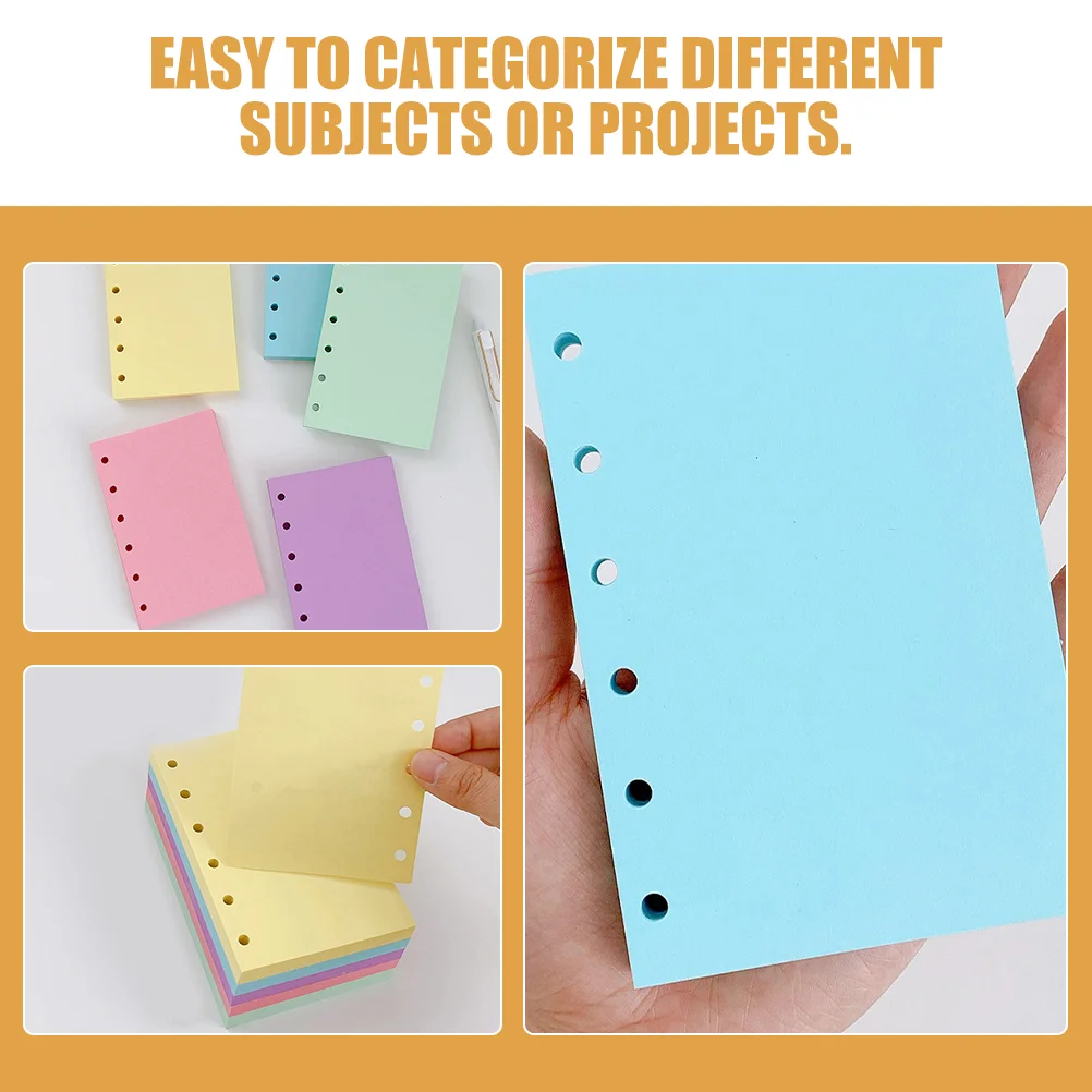250 Pages Loose Leaf Notebook Paper Color Macaron Mini Binder Refill Loose-leaf Refillable Planner
