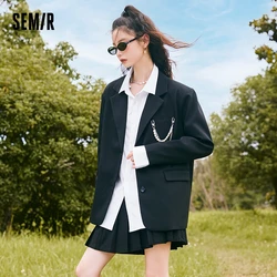 Semir Women'S Coat Medium Length Solid Loose Handsome 2023 Autumn New Style Sweet Cool Suit High Street Trend