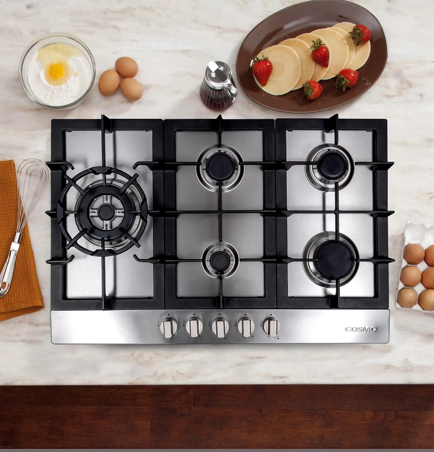 850SLTX-E 30 in. Gas Cooktop with 5 Burners, Counter-Top Cooker with Cast Iron Grate Stove-Top, Melt-Proof Metal Knobs in