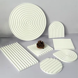 Moule en Silicone Géométrique Rayé, Plaque d'Exposition de Bijoux, Plâtre, Béton, Ciment, Dessous de Verre Fait à la Main, Outil Artisanal en Résine