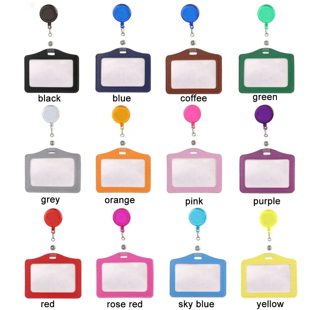 Porta carte d'identità con custodia per badge per forniture per ufficio da 12 colori con guscio protettivo con bobina retrattile