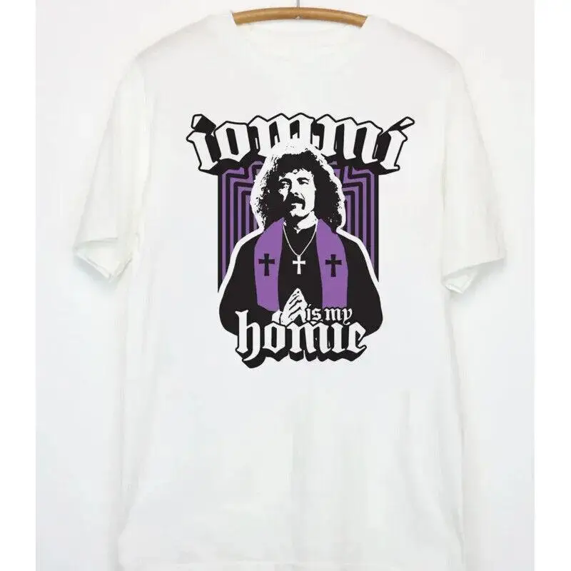 

Tony Iommi poster T shirt white short sleeve cotton unisex S 5Xl