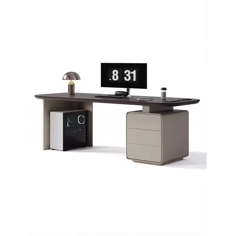 

Italian minimalist desk modern minimalist light luxury home office computer desk designer high-end solid wood writing desk