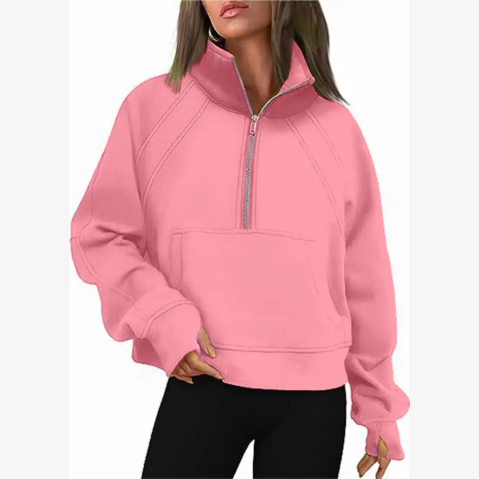 Outono inverno ey hoodie jaet feminino thiened casual longo sve zíper gola fce forrado rua sle casaco