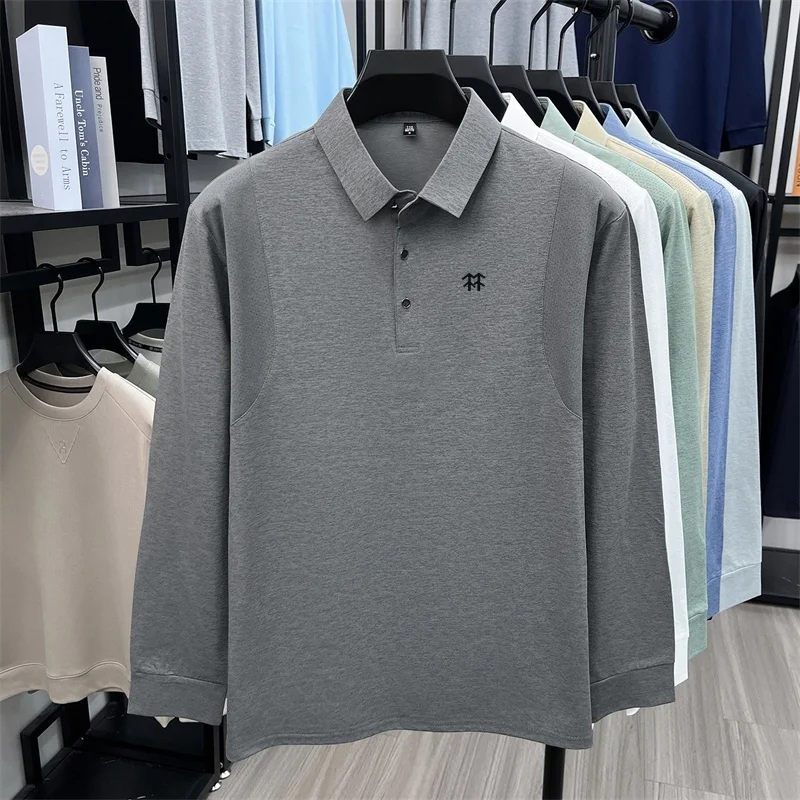 Original Luxusmarke Herren Bedrucktes Poloshirt Herbst Neu Einfarbiges Langarm-Revers-T-Shirt Mode Business Herrenbekleidung – Detail 12