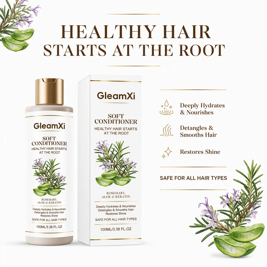 Rosemary Hair Conditioner Moisturizes Strengthens Damaged Hair Reduces Frizz Smoothing Silky Shine Treatment Vitamin E Nourish