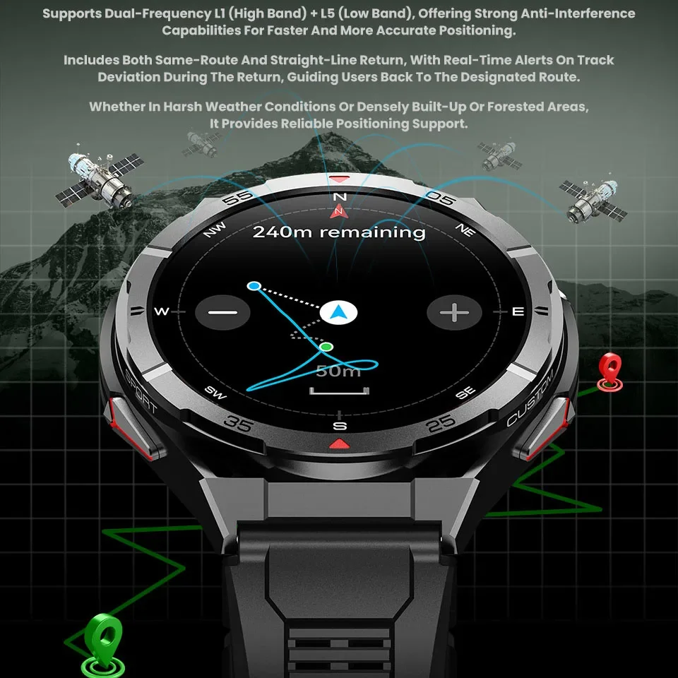 VWAR Smart Watch GPS Sports Compass Altitude Air Pressure BlueTooth Call 3ATM Waterproof Health AMOLED Screen Smartwatch 480Mah