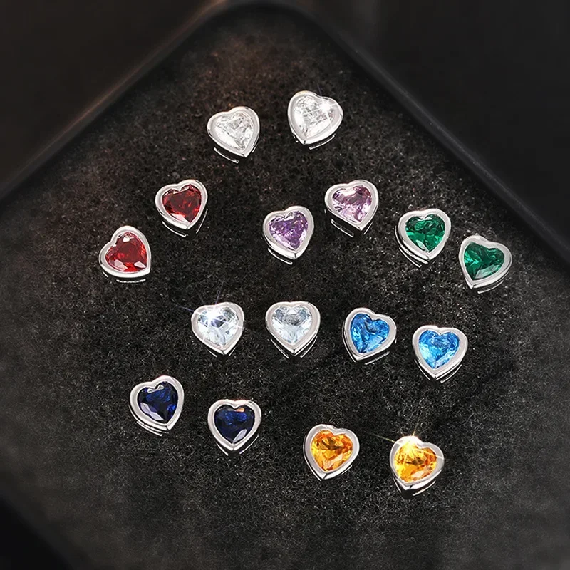 Small Niche Design, Red Rainbow Zircon, Ear Care, Sleep, Non Removable Earrings, Fashionable Minimalist Fashion Jewelry