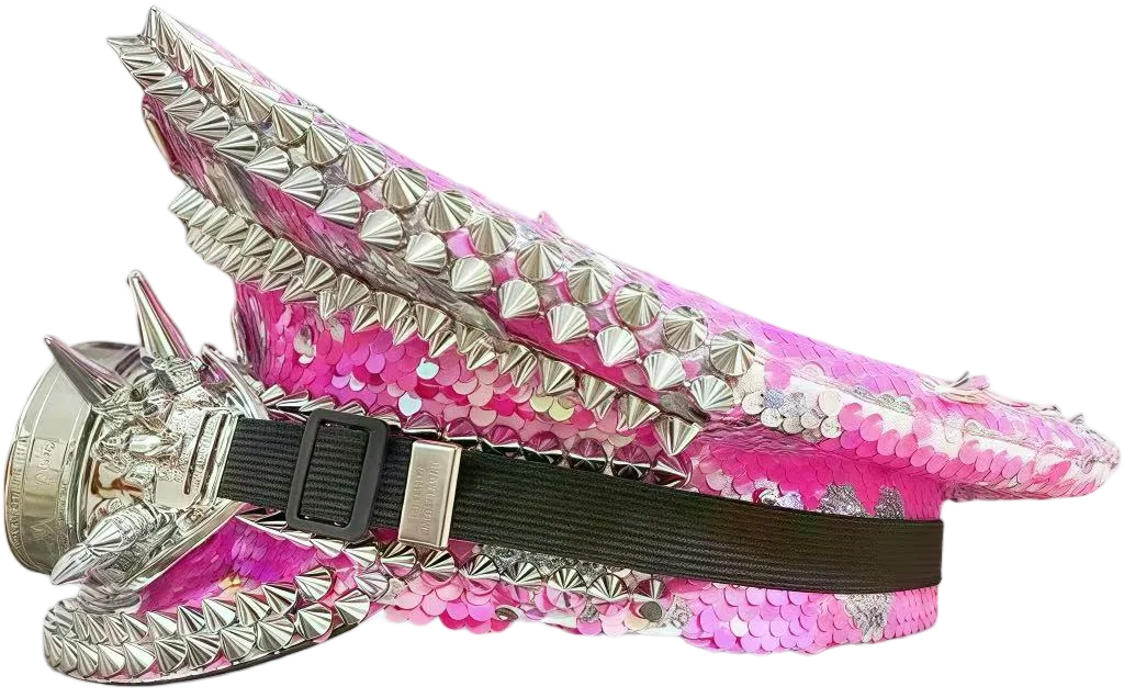 Steampunk Captain Hat Rhinestone with Goggles for Burning Man Festival Woman, Military Accessories & Cap for Man