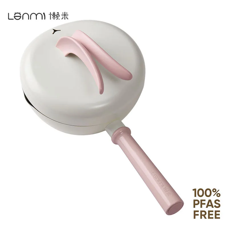 

lanmi Light Weight Cast Iron Wok Pan With Rabbit Design Lid NonStick Stir-Fry Pan Induction Cookware Deep Frying Pan LM03