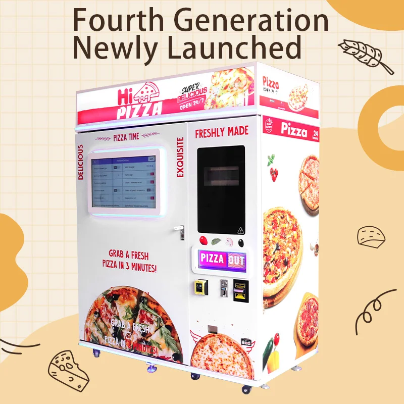Pizza Vending Machine Double Dispenser Software To Vending Machine 12 Inch Pizza Self-service Automatic 350 °C Heating Fast
