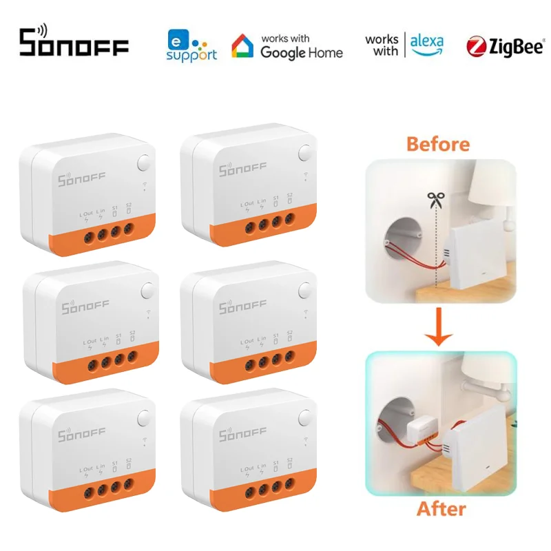 

Умный выключатель SONOFF ZBMINI-L2 Zigbee, двухсторонний модульный переключатель для умного дома, работает с приложением EWeLink, голосовым управлением, Alexa Google Home Alice