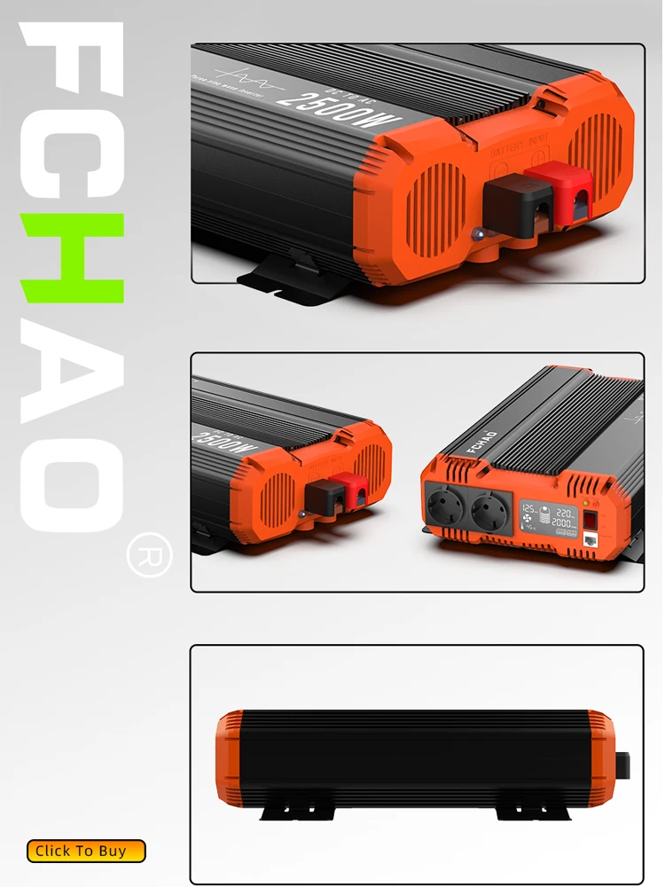 FCHAO 5000 W reiner Sinus-Wechselrichter, 12 V DC auf 230 V AC, 50 Hz, Konverter mit Fernbedienung für Zuhause, Wohnmobil, Camping und Aus