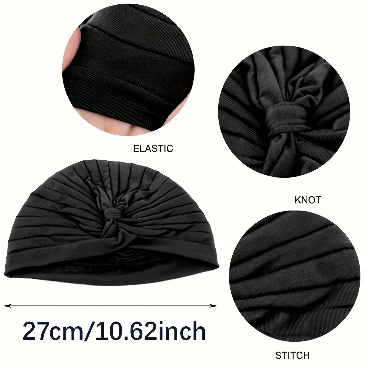 Solid Color Muslim Hijab Turban Hats For Women Pleated Elastic Crisscross Head Wraps Casual Head Scarves Stretchy Chemo Hats