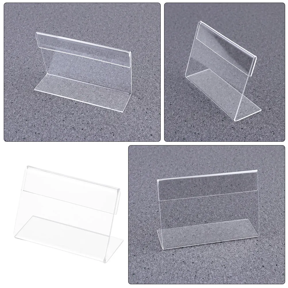 

50pcs Acrylic Table Sign Holder Clear Mini Display Stand L Shaped Horizontal For Office School Business Event Nameplate Plate