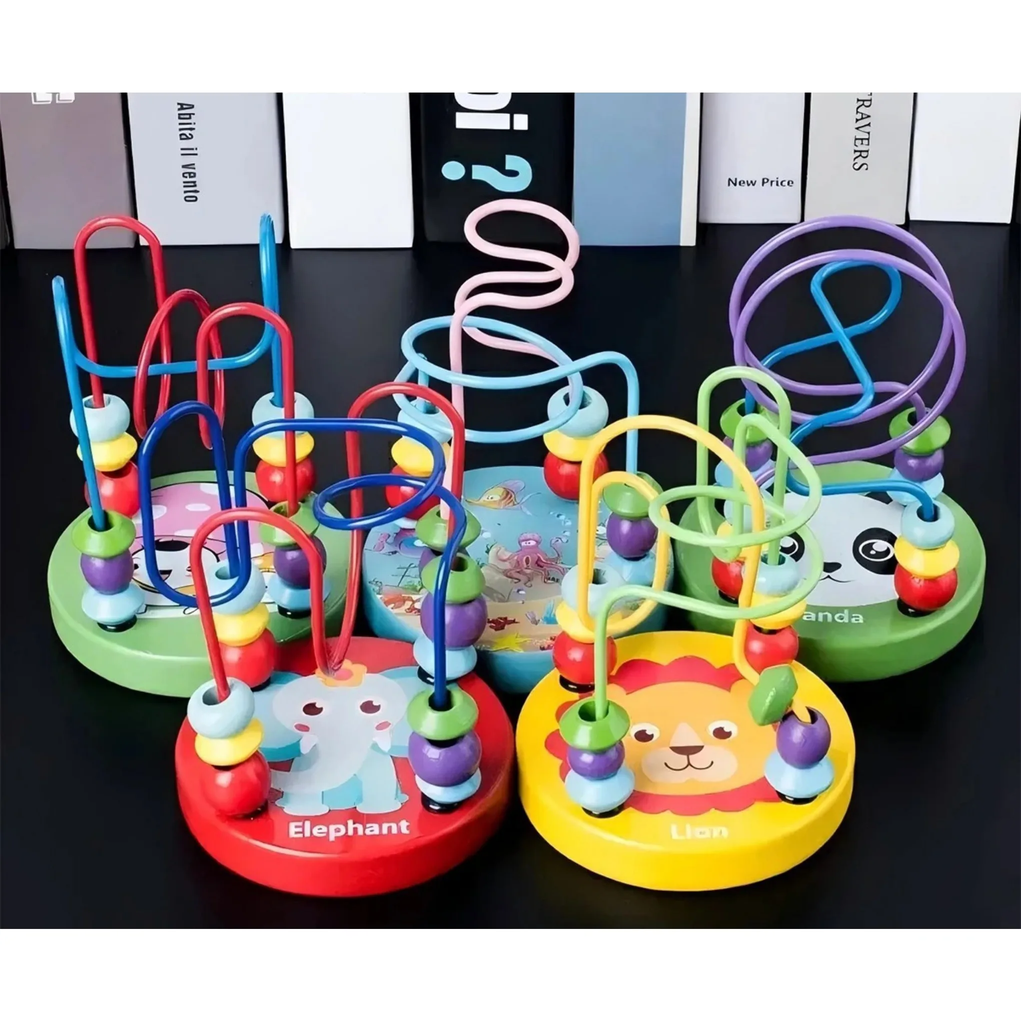 Brinquedo Educativo de Madeira Colorido em Forma de Montanha-Russa para Aprendizado Pré-Escolar, Brinquedo de Labirinto de Contas, Presente Perfeito para Crianças