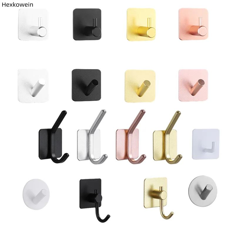 Adhesive Wall Hooks Towel Key Cloth Coat Rack Door Bathroom Robe Hanger Kitchen Bag Sticky Hook Organizer For Hanging Hat