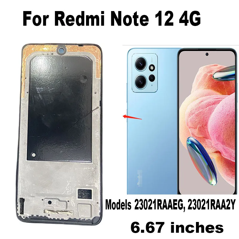 For Xiaomi Redmi Note 12 4G Middle Frame Housing Case Middle Frame Bezel Middle Plate Replacement