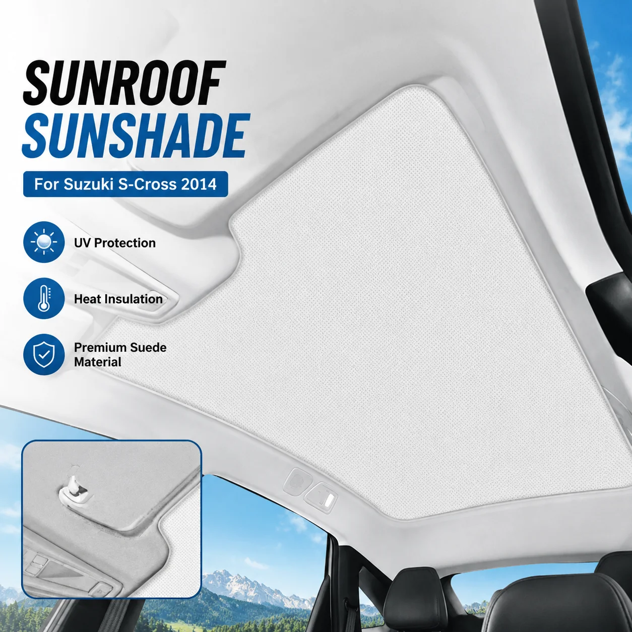 Suede Static Cling Sunroof Sunshade Curtain UV Protection Heat Insulation For Suzuki S-Cross 2014 Car Interior Accessory