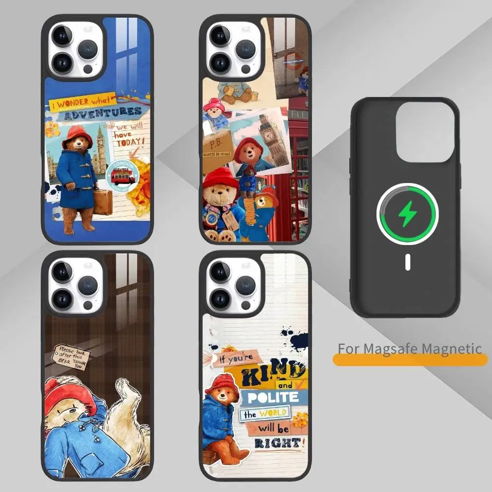 

Cute P-Paddington Bear Phone Case For IPhone17,16,15,14,13 Plus,Pro Max Magnetic For Magsafe Wireless Charging