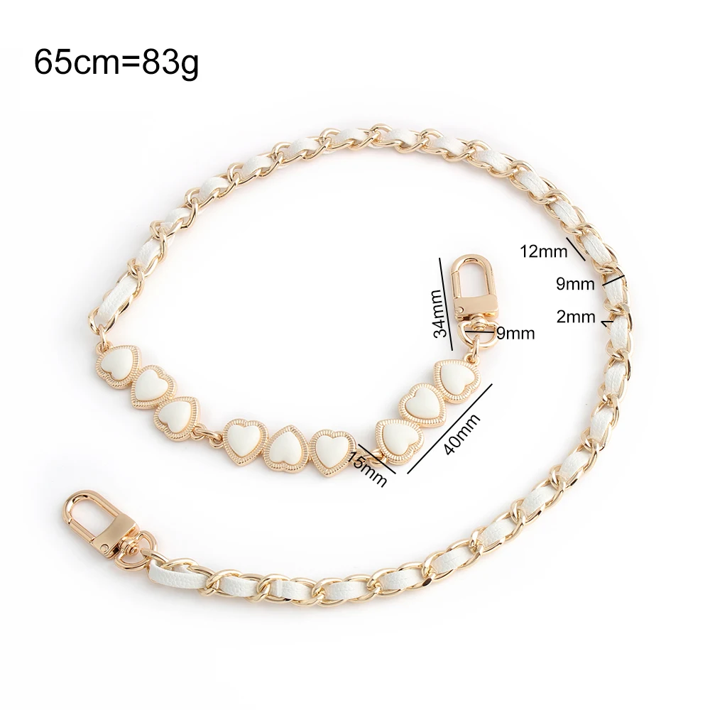 1/3/10PCS 65CM 9mm Metal PU Heart Leather Chains For Replacement Lanyard Mobile Phone Handbag Bags Belt Crossbody Accessories