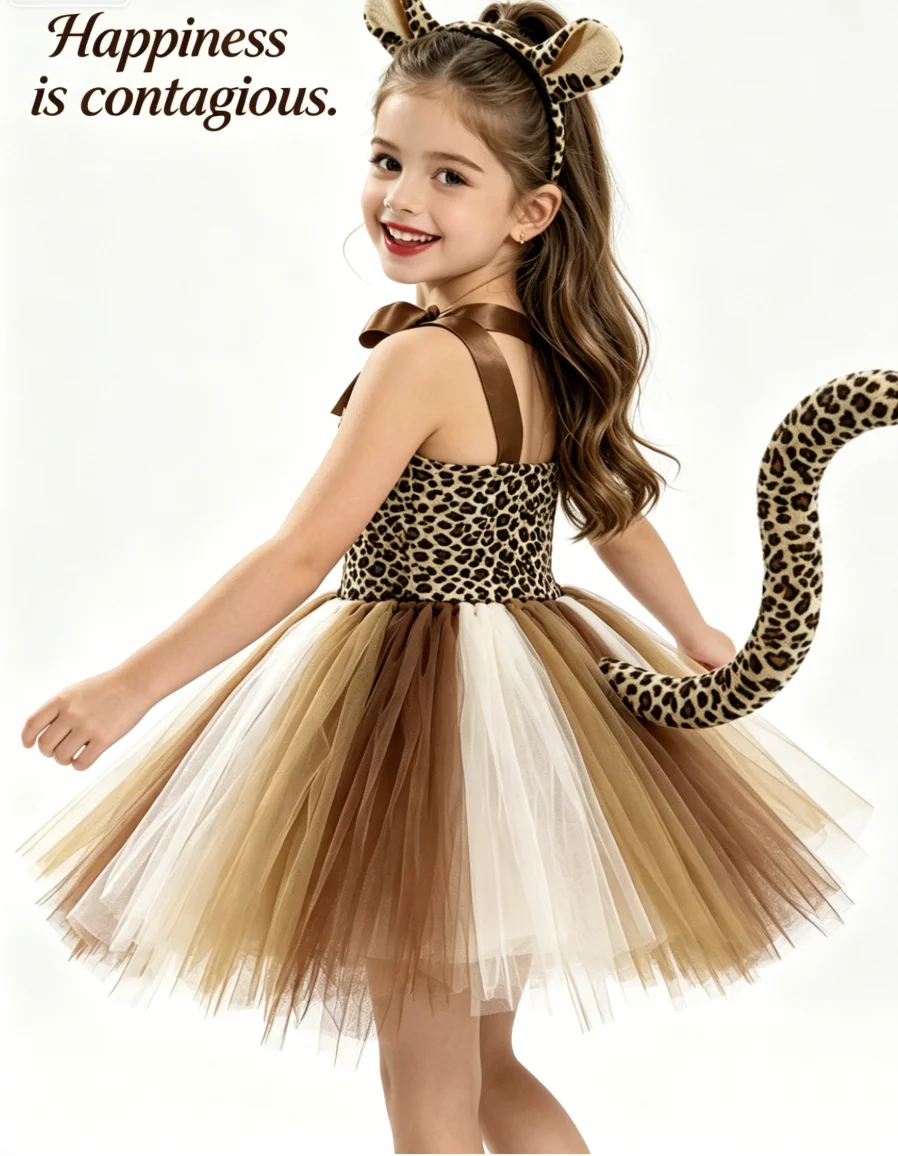 子供チュチュドレスセット動物コスプレ衣装ふわふわプリンセスドレス女の子ステージパーティーコスチューム子供フェスティバルデイリーカジュアルウェア
