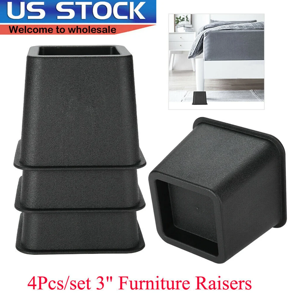 4 PCS Chair Leg Caps Square Round Rugs Floor Scratch Protector Office Black Sofa Casters