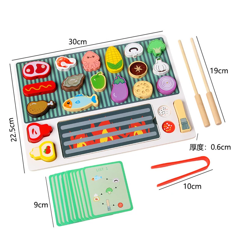 Simulation Parent-Child Kitchen Barbecue Grill Wooden Puzzle Board Play House Toys Children's Early Education Fun Toys